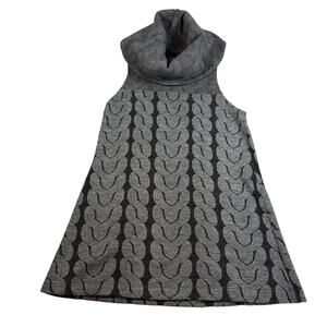 liquid womens cowl neck sleeveless wool blend cable gray black tunic sweater. 6